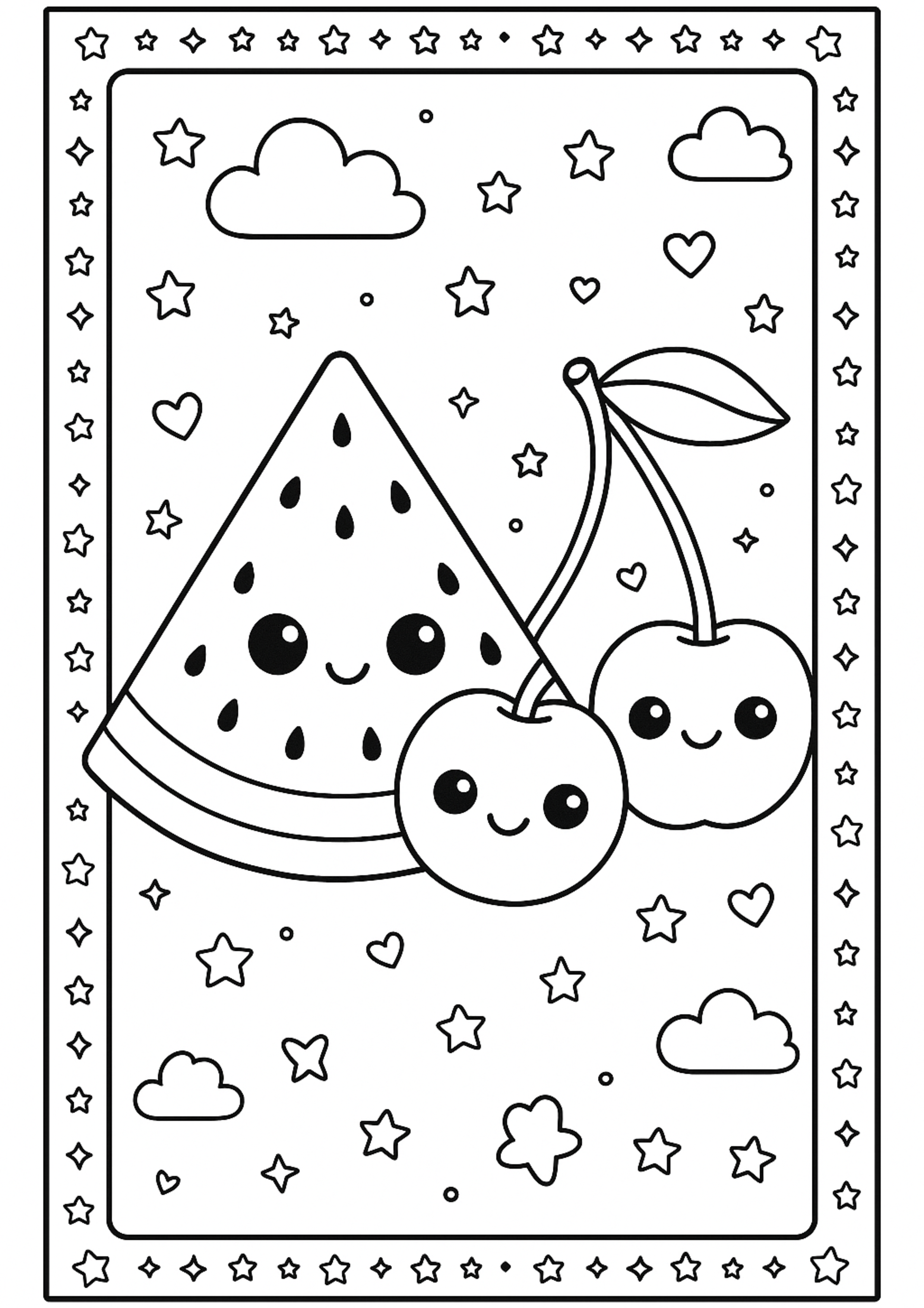Kawaii Food & Sushi – Libro da Colorare per Bambini (Formato eBook PDF)