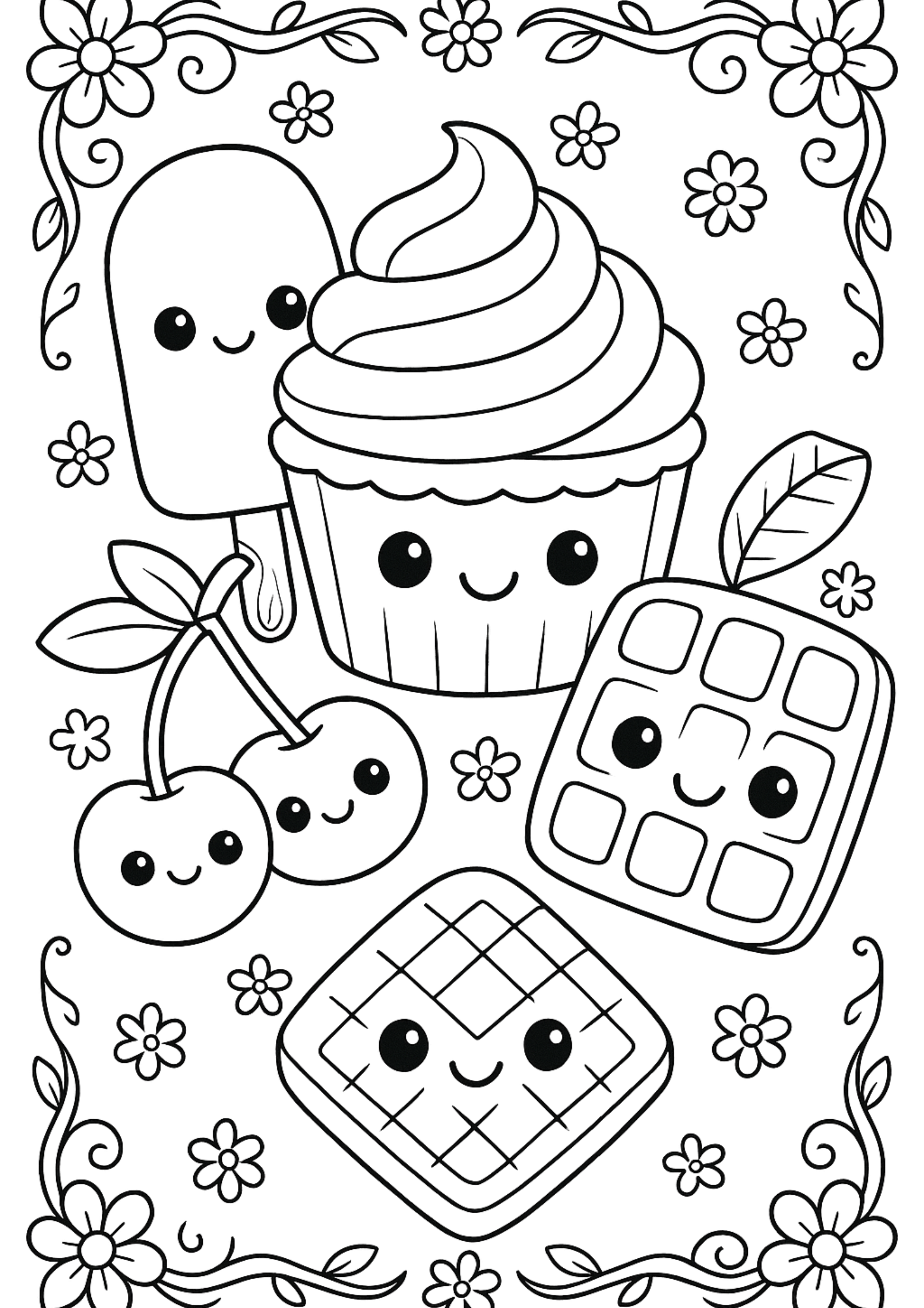 Kawaii Food & Sushi – Libro da Colorare per Bambini (Formato eBook PDF)