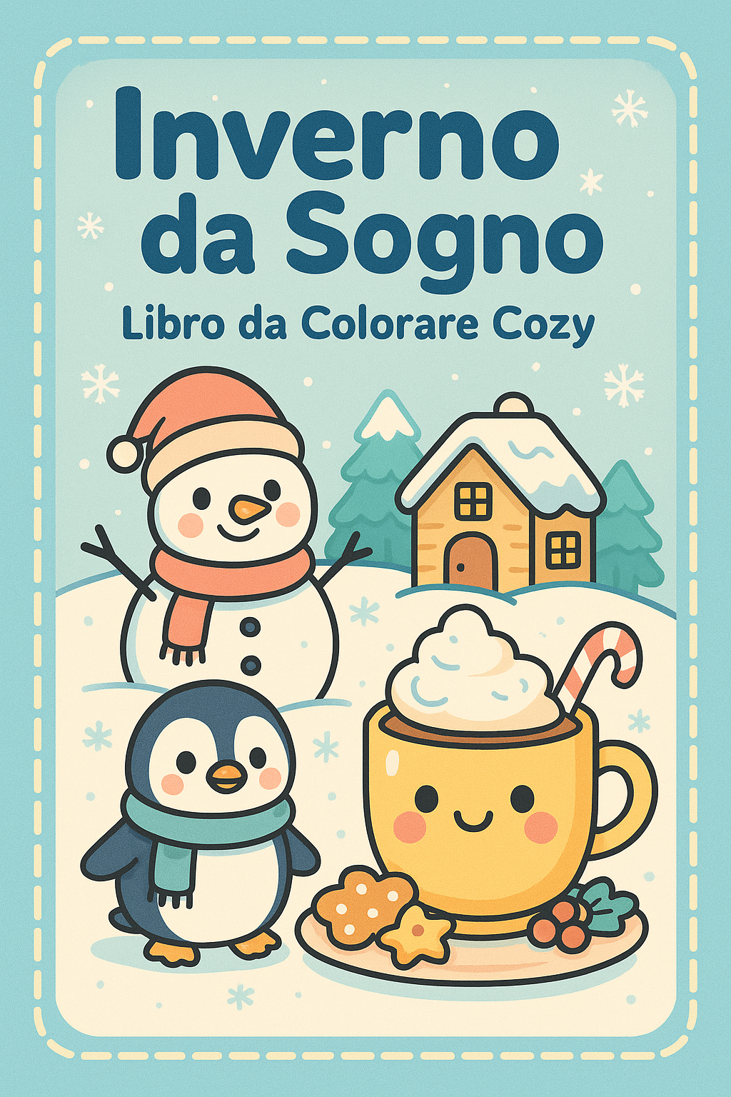 Libro da Colorare Cozy Invernale – 15 Illustrazioni Kawaii per Relax e Creatività