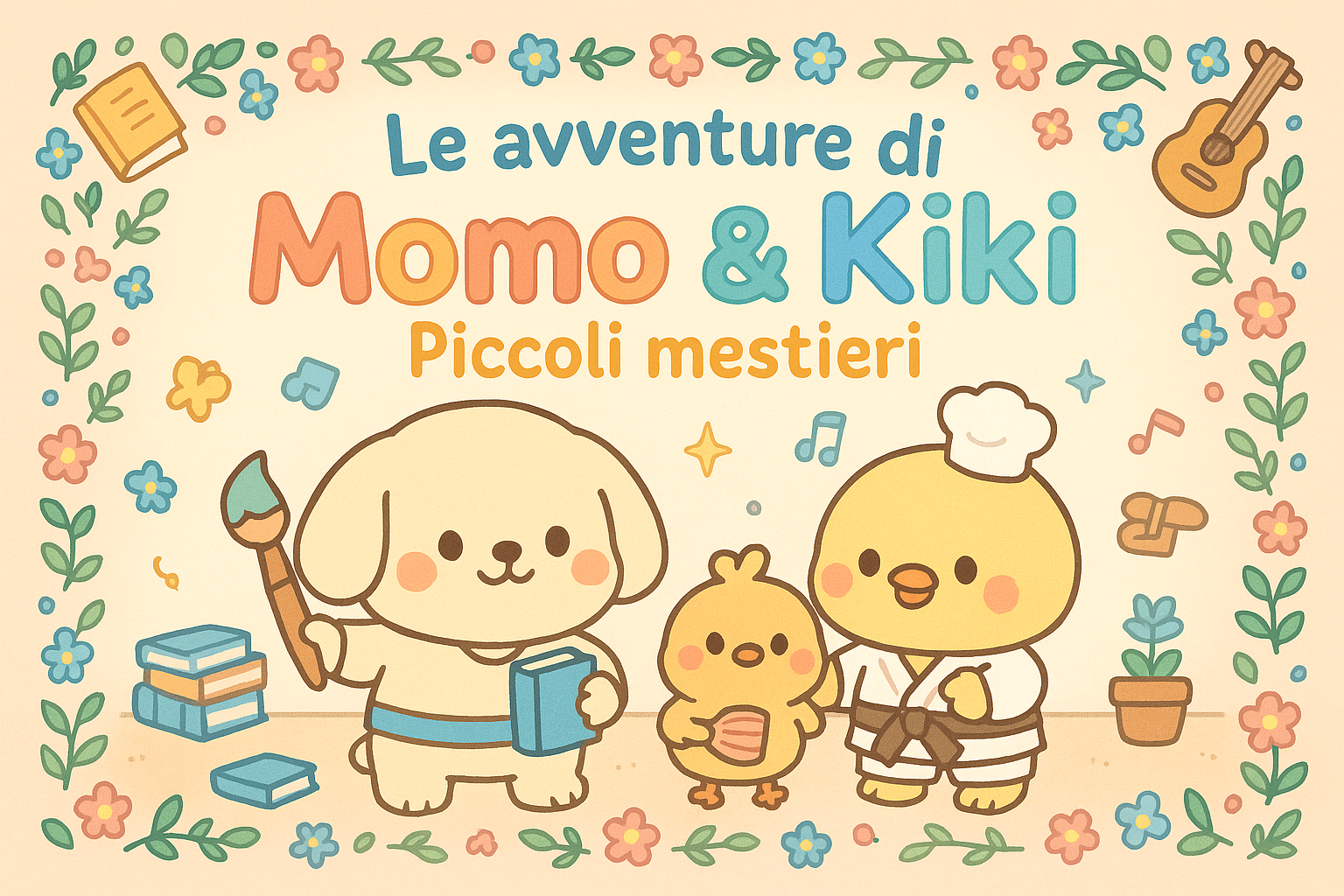 Le avventure di Momo & Kiki – Libro da Colorare Kawaii in Bianco e Nero per Bambini (Formato A4 Orizzontale)