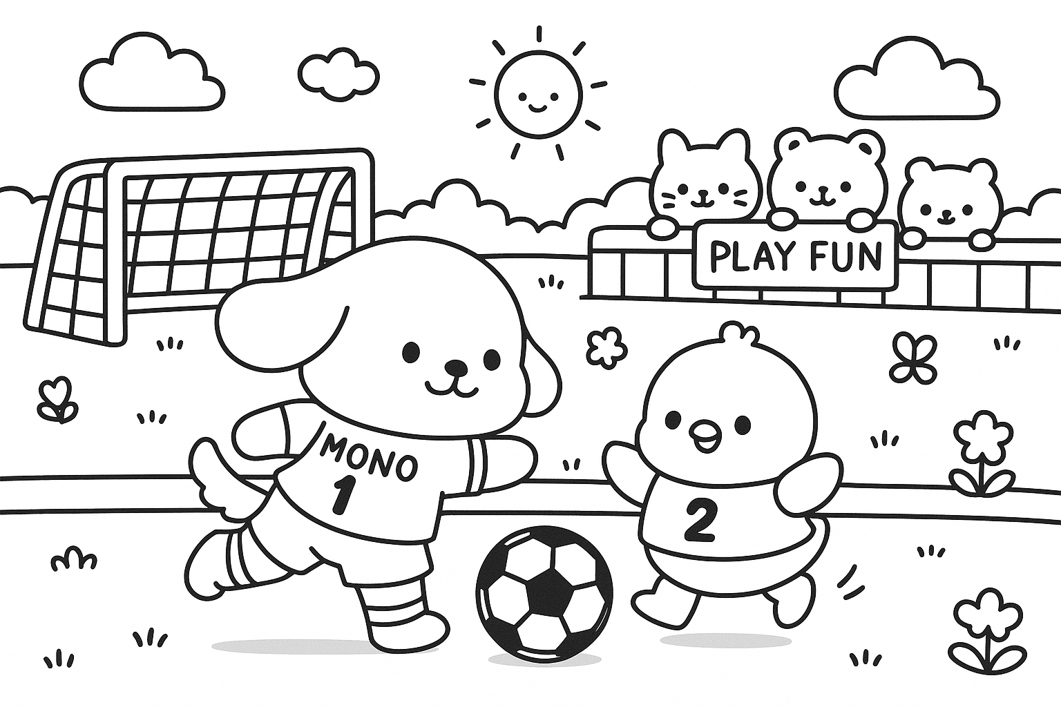 Momo & Kiki Sport Kawaii – Libro da Colorare per Bambini e Adulti | 15 Illustrazioni Carine di Animali nello Sport