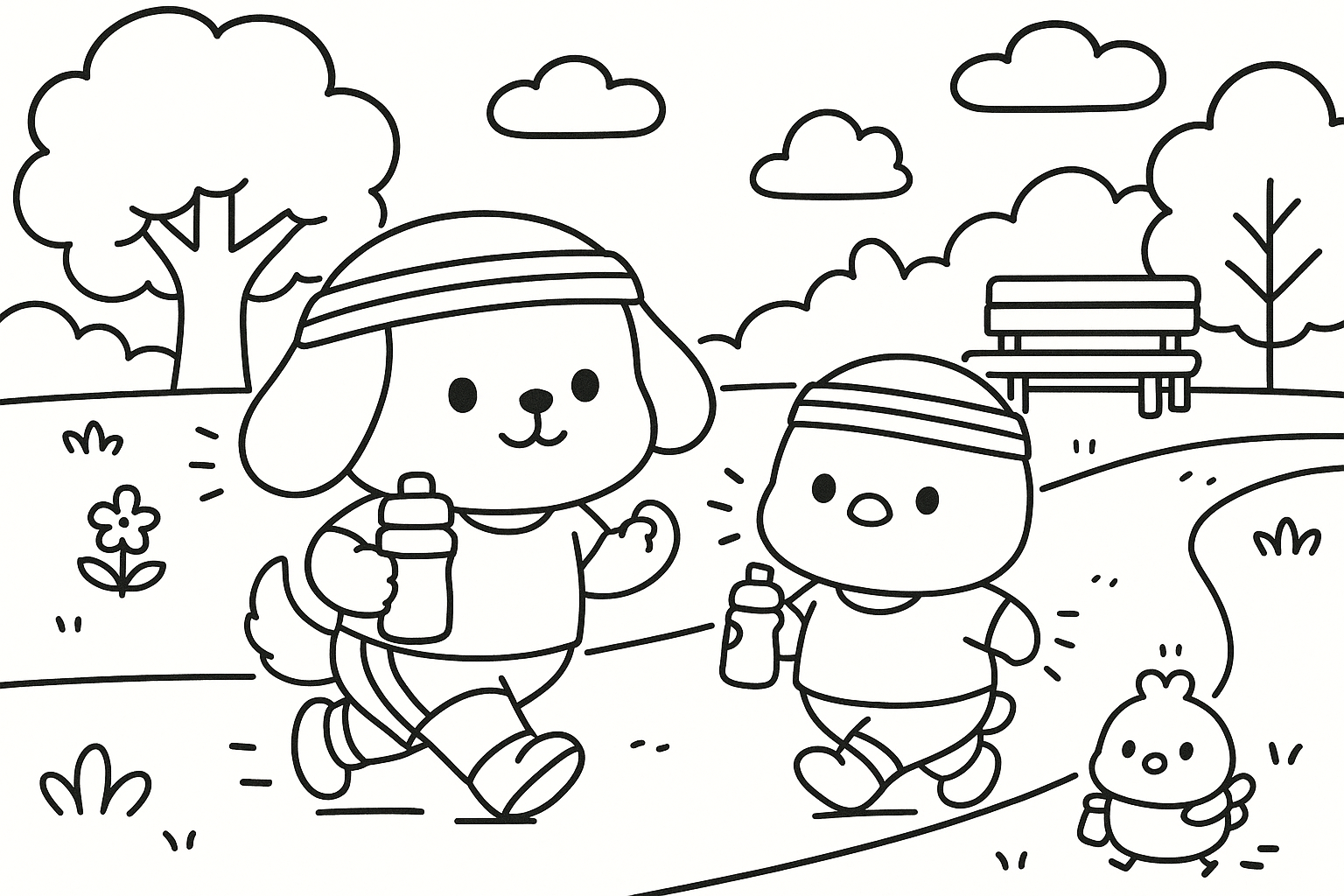 Momo & Kiki Sport Kawaii – Libro da Colorare per Bambini e Adulti | 15 Illustrazioni Carine di Animali nello Sport