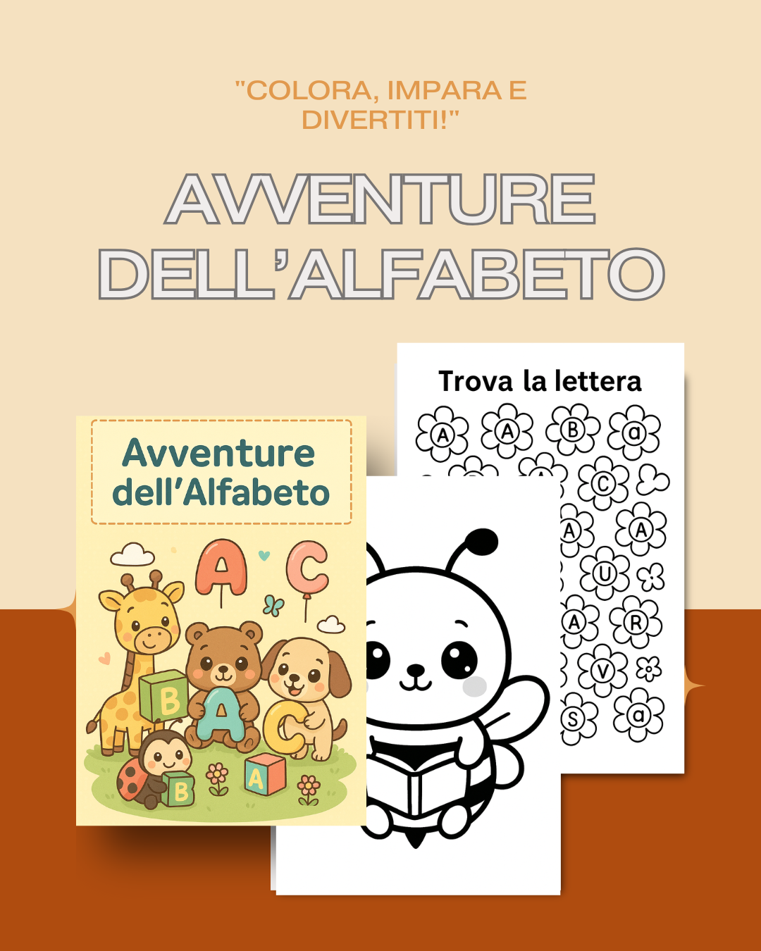 Avventure dell’Alfabeto – Libro educativo da colorare con attività di pregrafismo per bambini 3-6 anni
