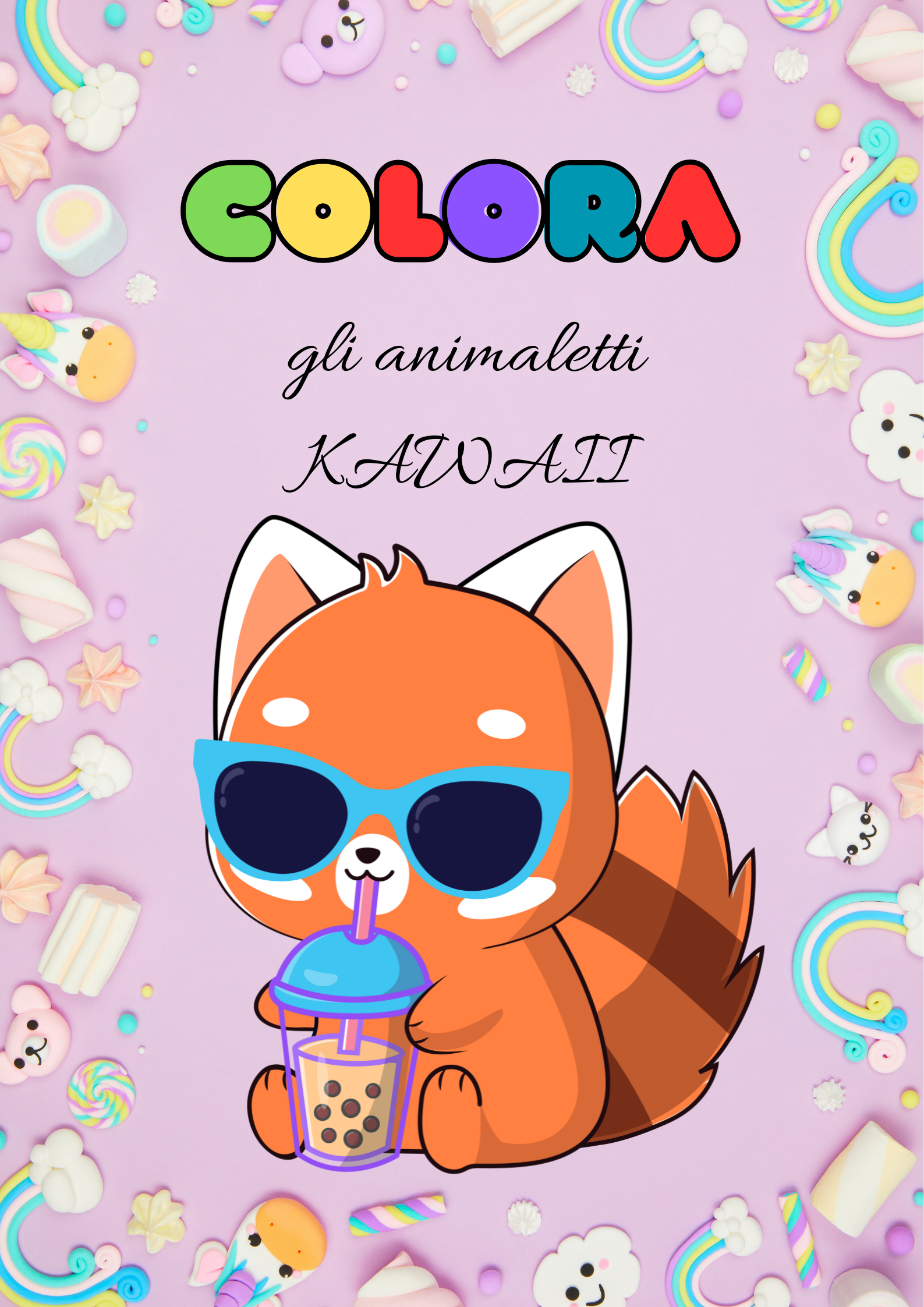 Libro da Colorare: Animali Kawaii in Vacanza